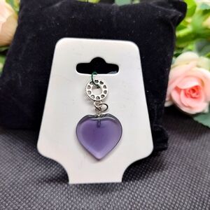 Amethyst Stone Heart Pendant Charm for Necklace Bracelet NEW
